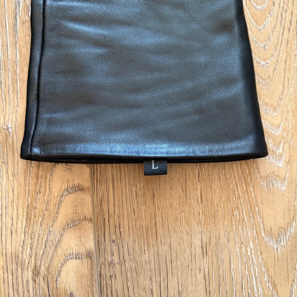 Black Leather Long Fingerless Gloves - Picture 6 of 6